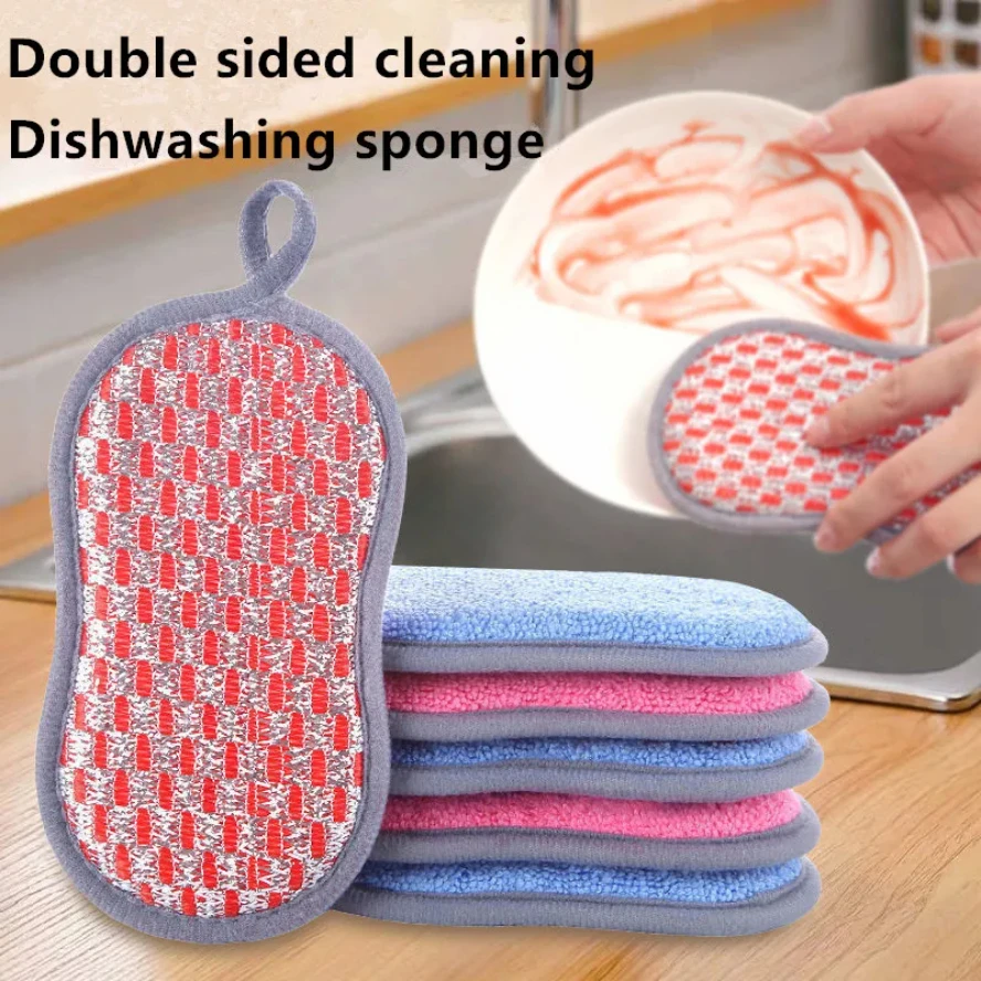 

4pcs Kitchen Cleaning Sponge Double Sided Sponge Scrubber Sponges For Dishwashing Scouring Pad Dish Cloth Kitchen Cleaning Tools