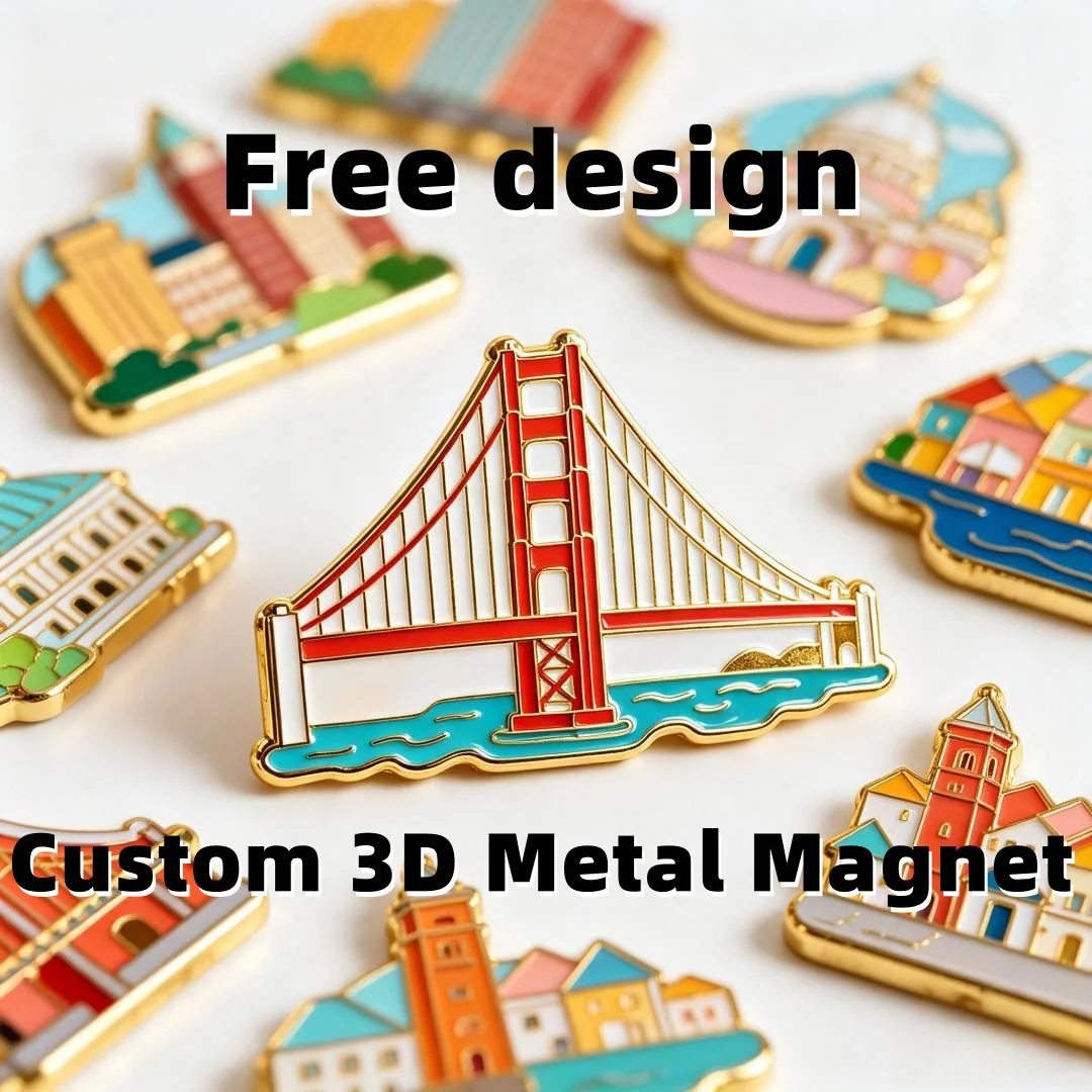 Personalized Magnets for Refrigerator Gift Custom 3D Metal Souvenir Fridge Magnet Customised Zinc Alloy Fridge Stickers