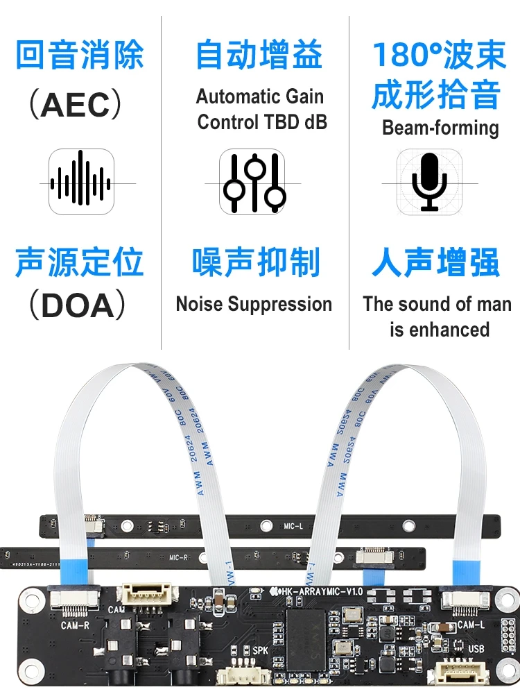 Omnidirectional Computer Online Class Module, 8 Array, 6 Microfone, Block, Far Field, Sound Source, Posicionamento, USB Live Camera