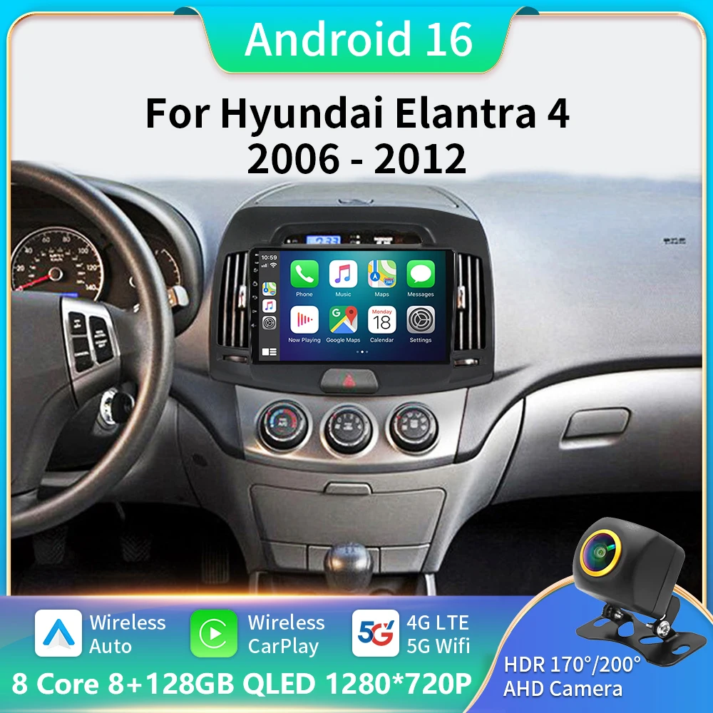 

2Din Car Radio Android 16 Multimedia Player GPS Navigation Stereo Carplay Bluetooth Autoradio For Hyundai Elantra 4 2006-2012