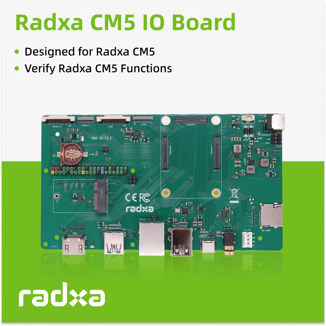 

Radxa CM5 IO Board, PMU RK806-1 Rockchip RK3588S LPDDR4X RAM,Verify Radxa CM5 Functions