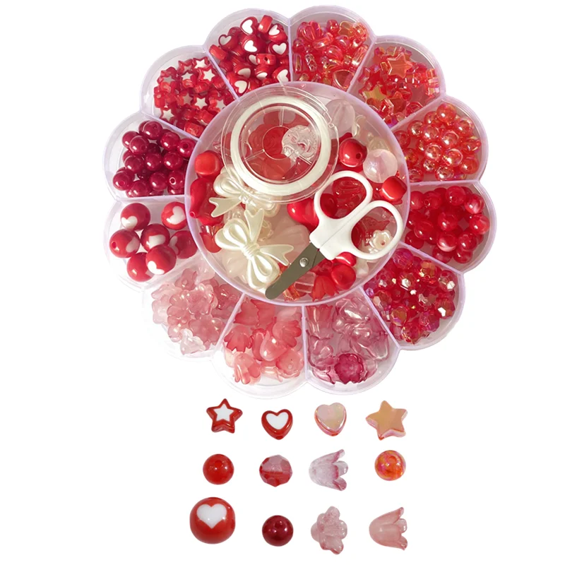 

The 13 grid plum blossom plate red series is passionate and fiery. DIY acrylic beads, bracelets, necklaces. Couple Bracelet.
