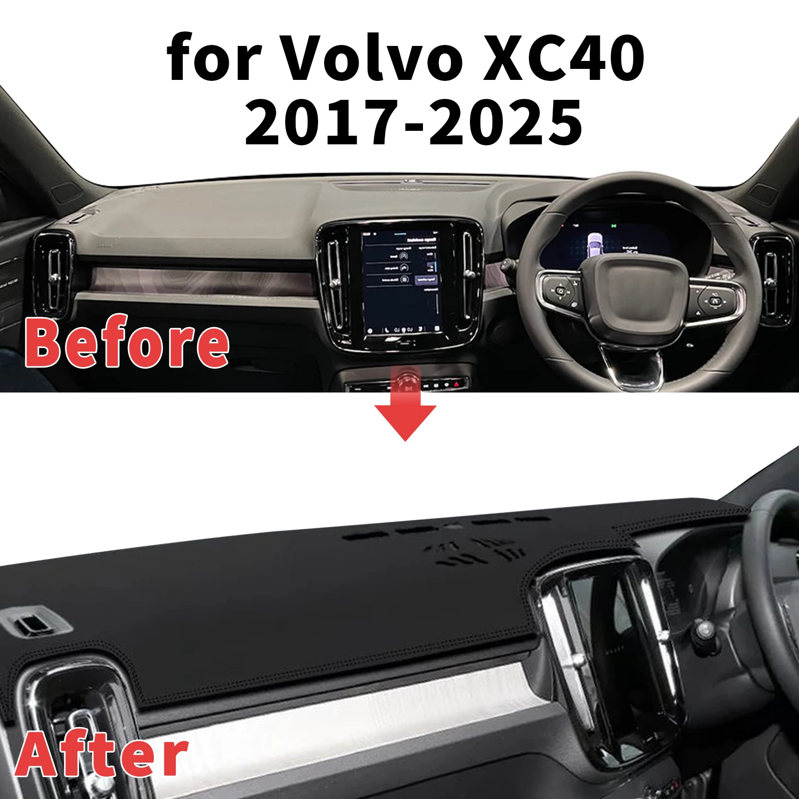 

Для Volvo XC40 2017-2025: Защитный коврик на приборную панель (EV), солнцезащитный, антибликовый, УФ-защитный, автомобильный коврик-накладка на панель приборов