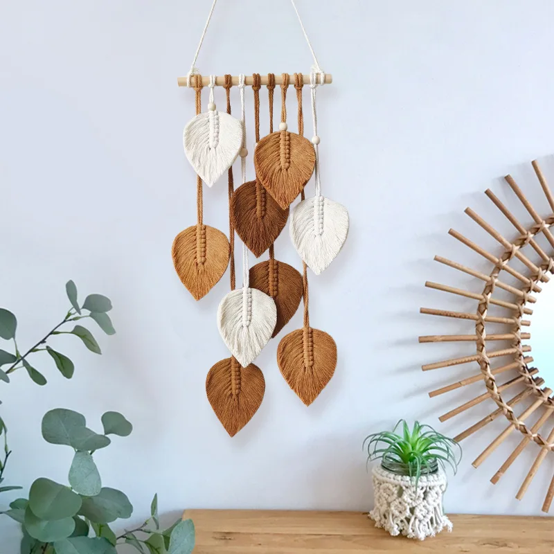 New Creative Hand-woven Wall Decoration Leaf Tapestries Home Pendants Ins Wind Homestay Wall Decoration