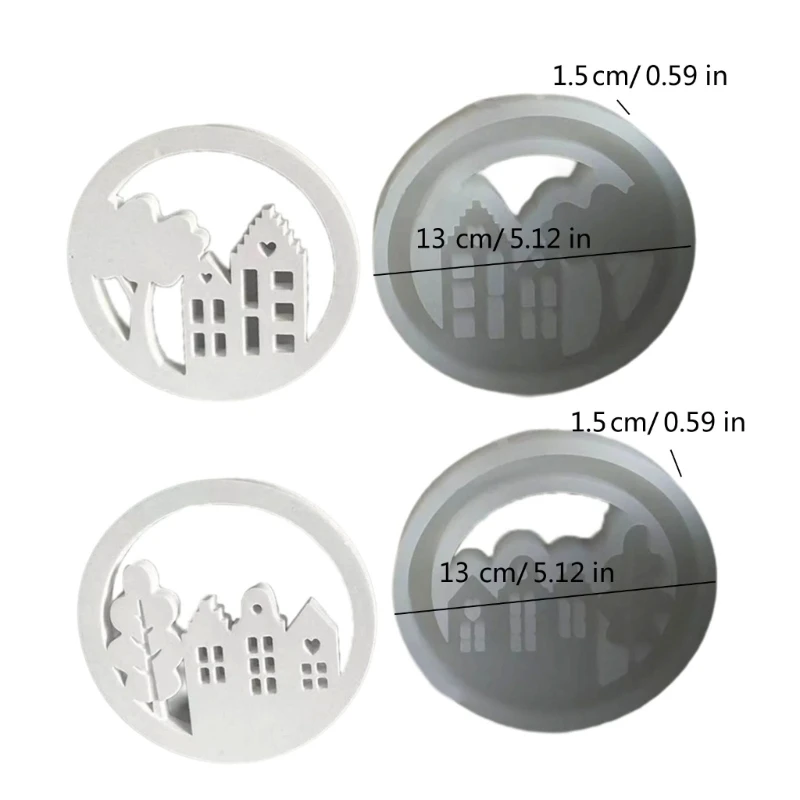 Wreath House Resins Molds, Wreath House Silicones Molds with Base Mould for Tealight Holder Decorations Desk Decorations