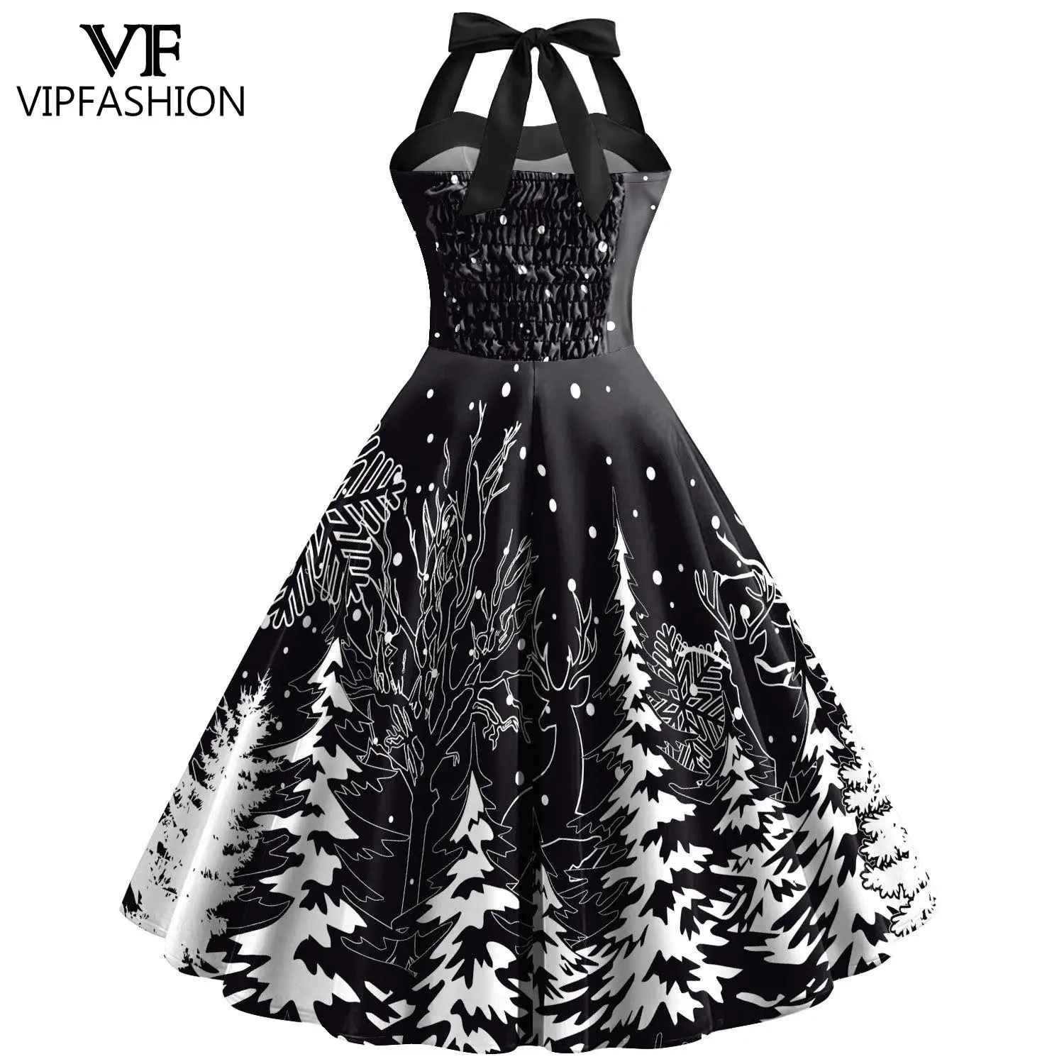 VIP FASHION-vestido de Feliz Navidad para mujer, vestidos ajustables, Sexy, traje de fiesta de vacaciones, disfraz de Cosplay, ropa sin espalda para niñas