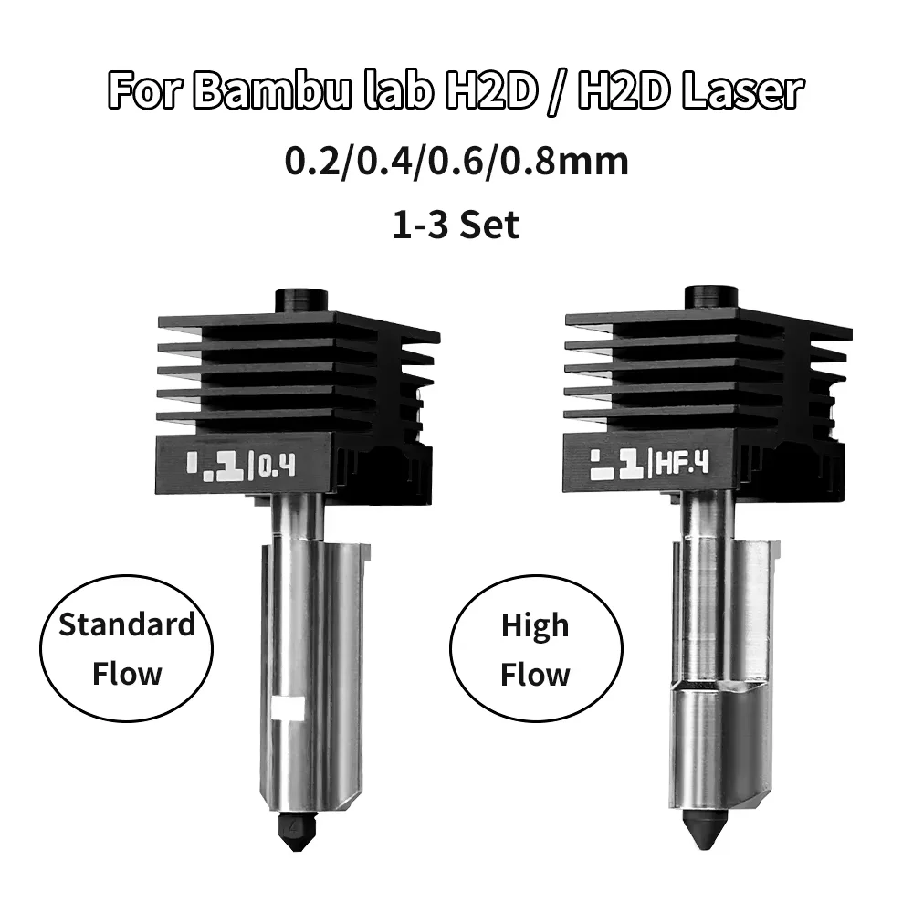Zestaw Hotend P2S X2D H2D z dyszą ze stali hartowanej 0,2/0,4/0,6/0,8 mm, zamiennik zestawu Hotend do Bambu P2S X2D H2D H2S H2C A1/A1min — zdjęcie produktu 7