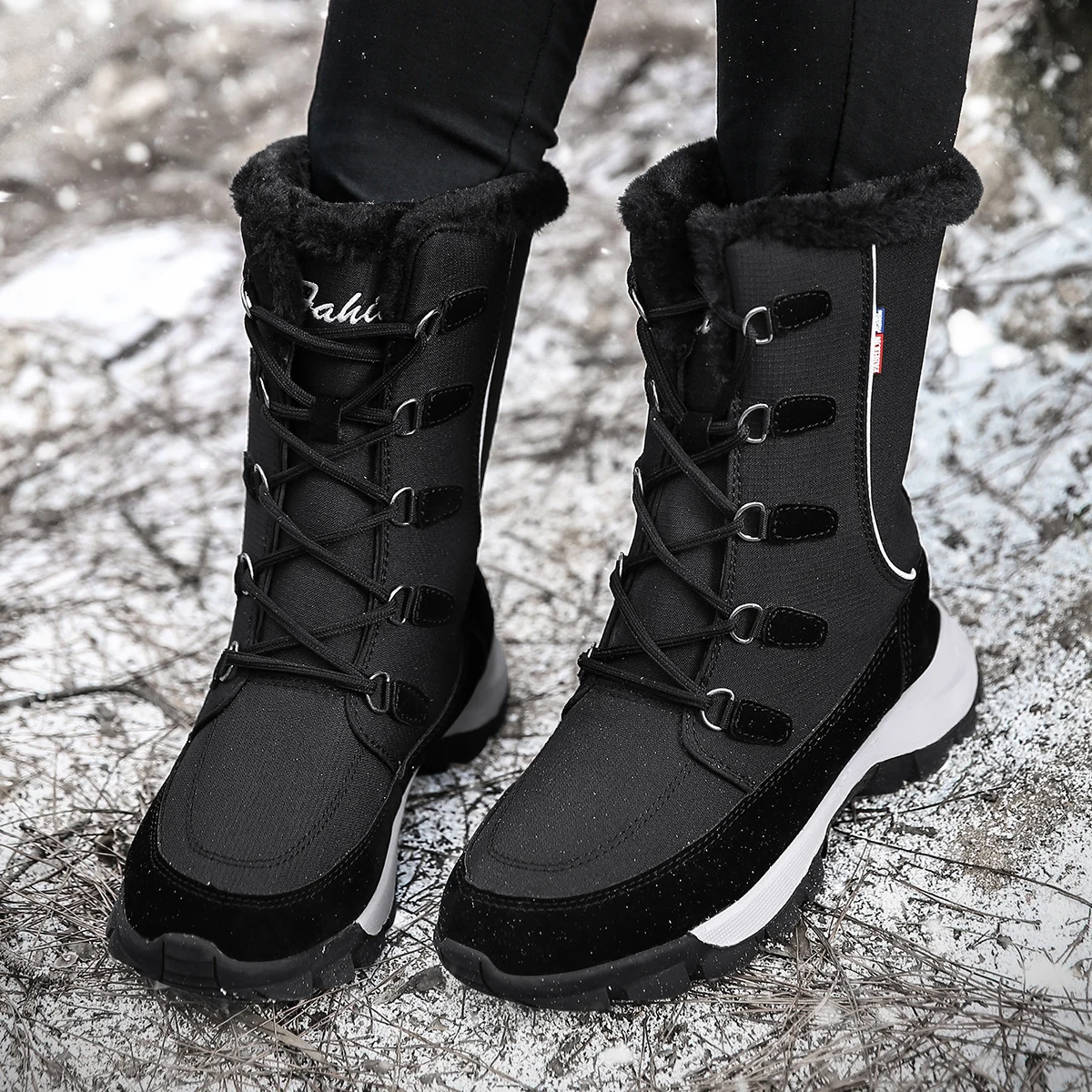 Shoes for Women Platform Working Boots New Woman Winter 2023 Calf Boots Waterproof Plush Outdoor Comfortable Casual Women Boots