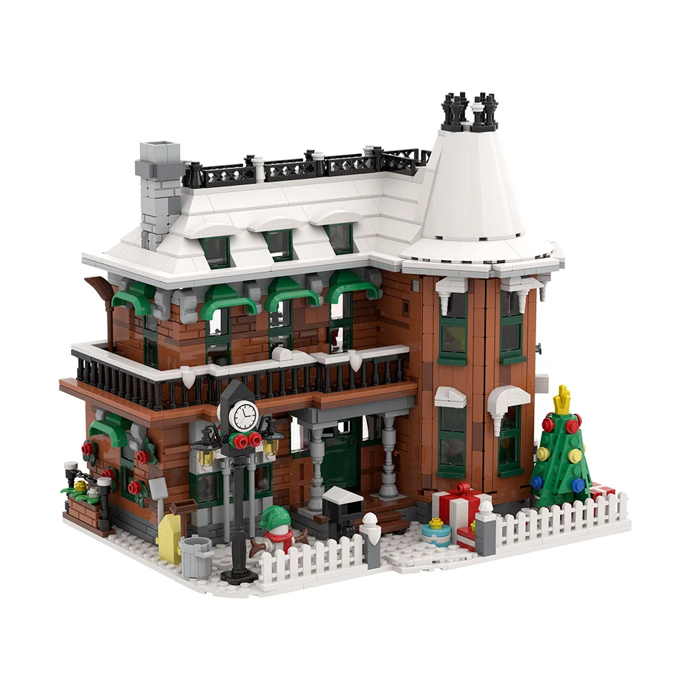 MOC Prachtige Levensscène Architectuur Bouwstenen Model Kerst Thema Winter Huis Bakstenen Gemonteerd Speelgoed Kinderen Cadeau