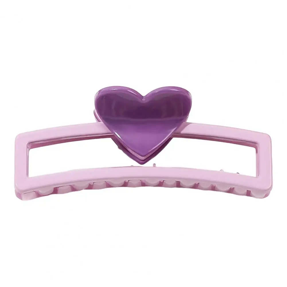 Simple Hair Gripper Hair Claw Clamp Plastic Hair Clip Hollow Rectangle Shape Heart Design Stylish Claw for Wear Party