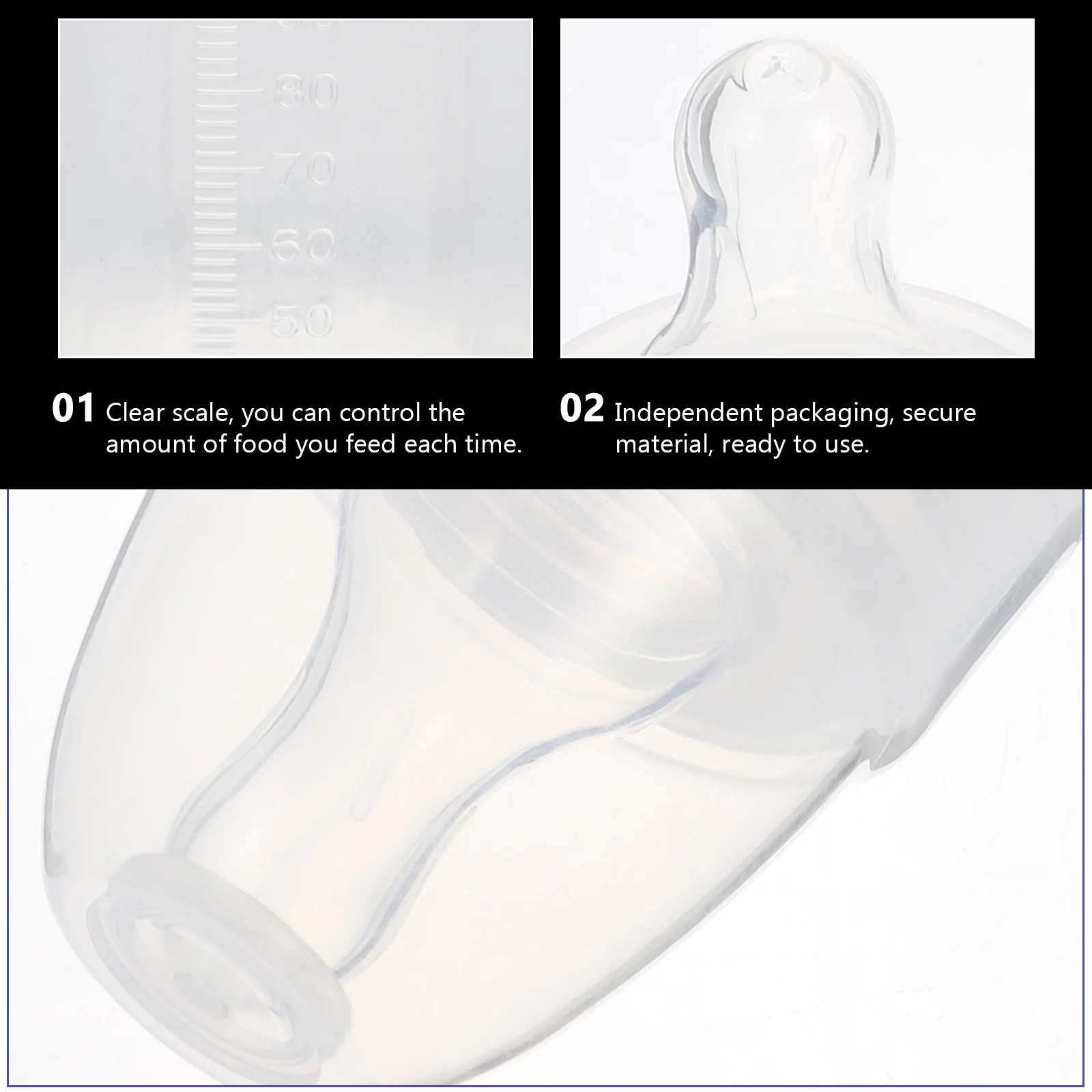 

5pcs Disposable Baby Bottles Clear Scale Soft Silicone Teat Once-off Newborn Milk Powder Bottle Supple Nipple Secure Material