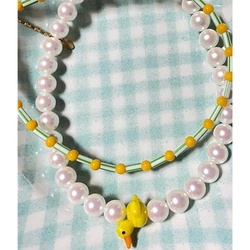 Fashion Pearl Necklaces Colorful Beaded OT Buckle Duck Insect Clavicle Chain for Women Girls Boho Travel Jewelry HUANQI 2022.