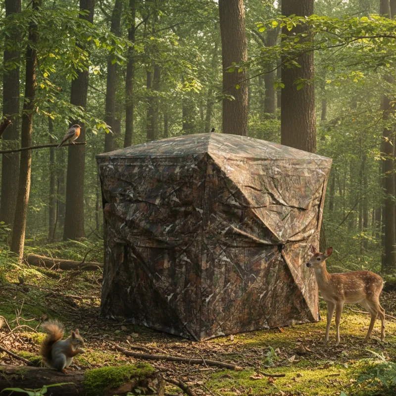 

Легкий и прочный складной тент-укрытие для охоты на оленей, индейку и уток, простой в установке и переноске.