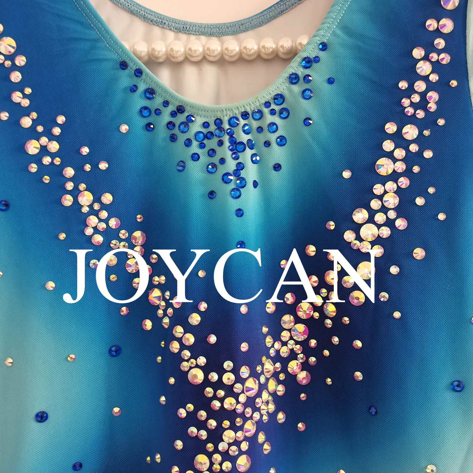 JoyCan платье для фигурного катания на льду для девочек, синяя эластичная одежда из спандекса для соревнований, танцевальная одежда по индивидуальному заказу