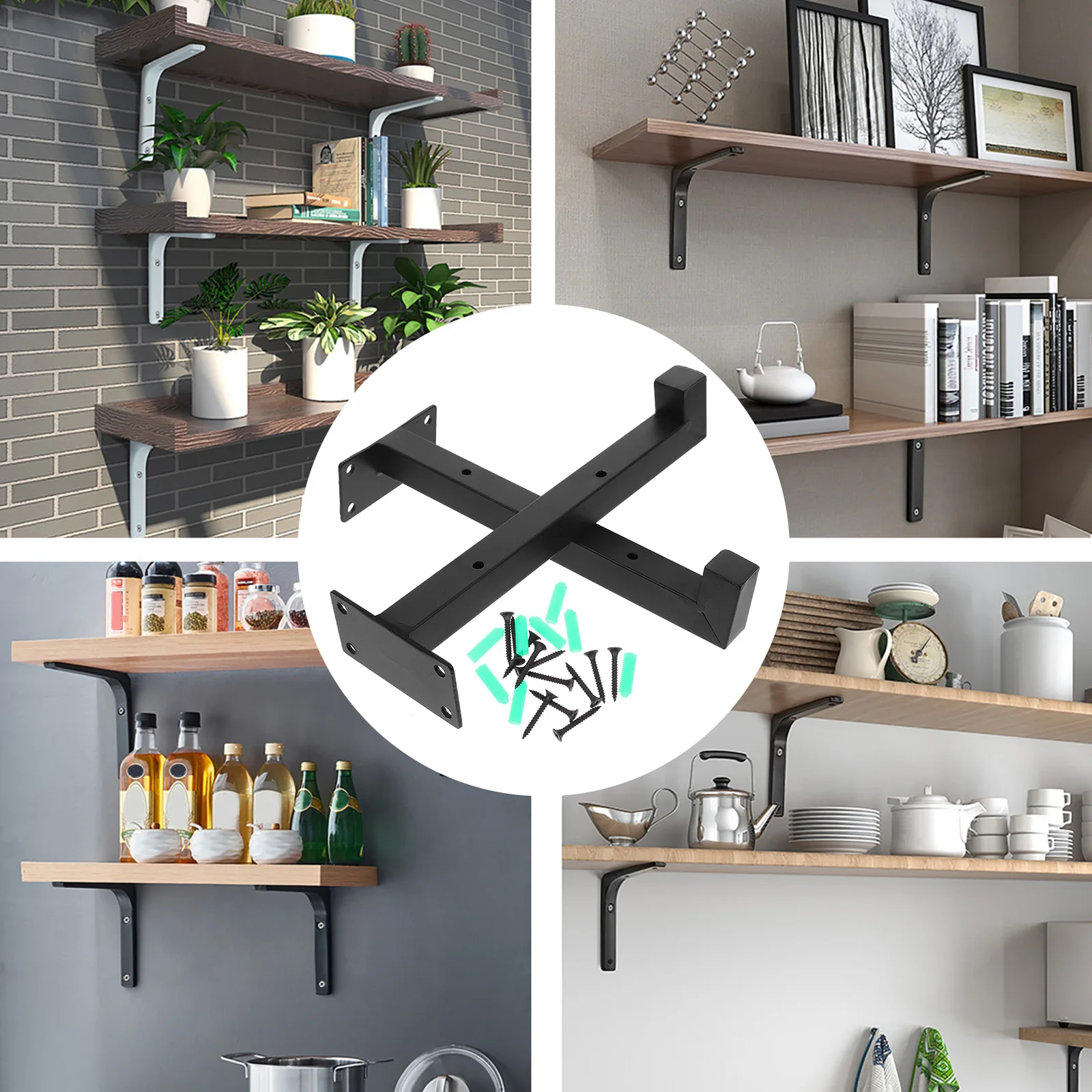 

2pcs Heavy Duty Floating Brackets Wall Mounted Metal Iron Shelf Support For Bathroom Bedroom Living Room Office Wall Shelf