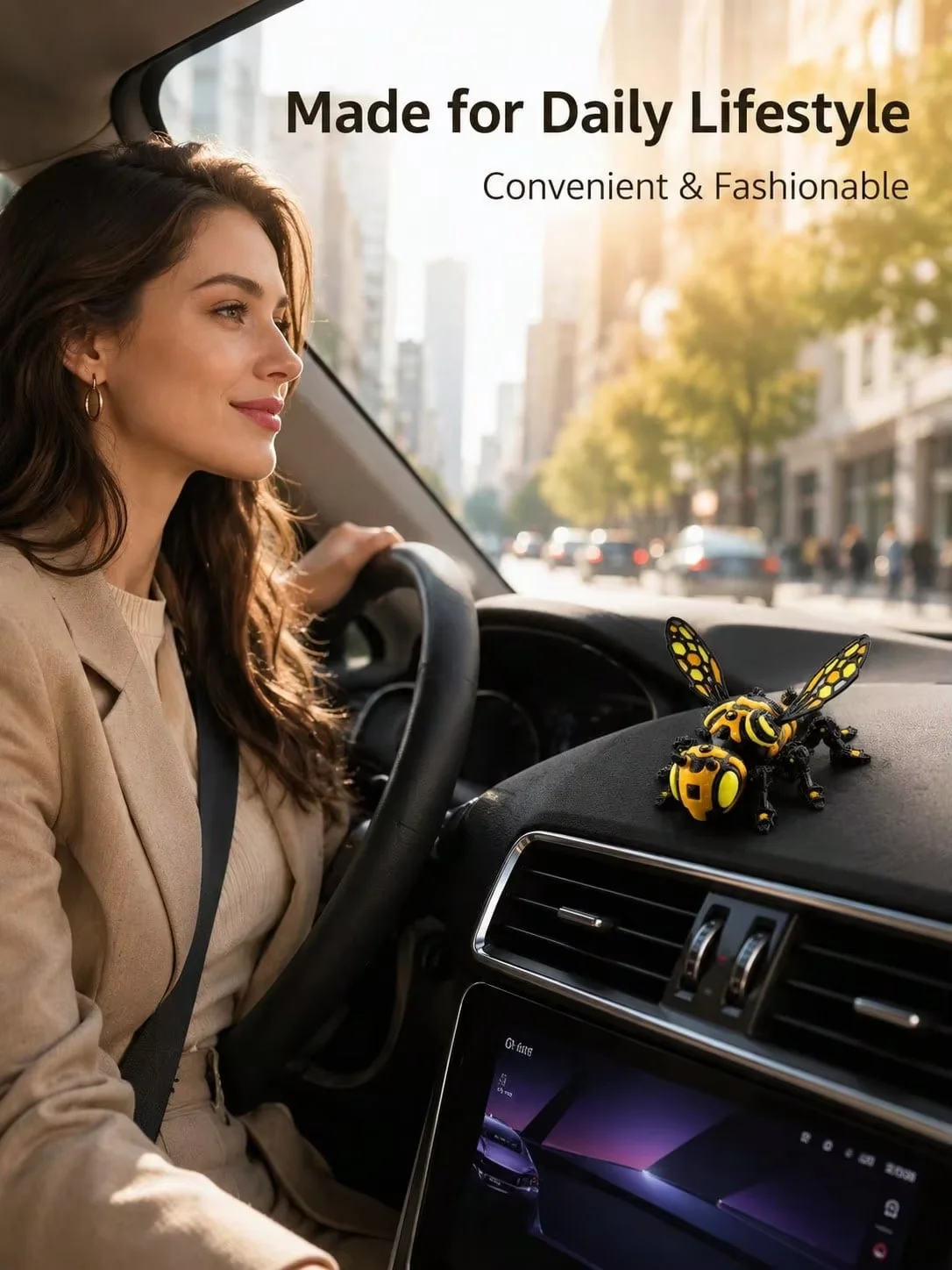 Cyberpunk Mechanical Bee Car Ornament, Articulated Joints Removable Wings, Cool Tech-Style Auto Interior Decor