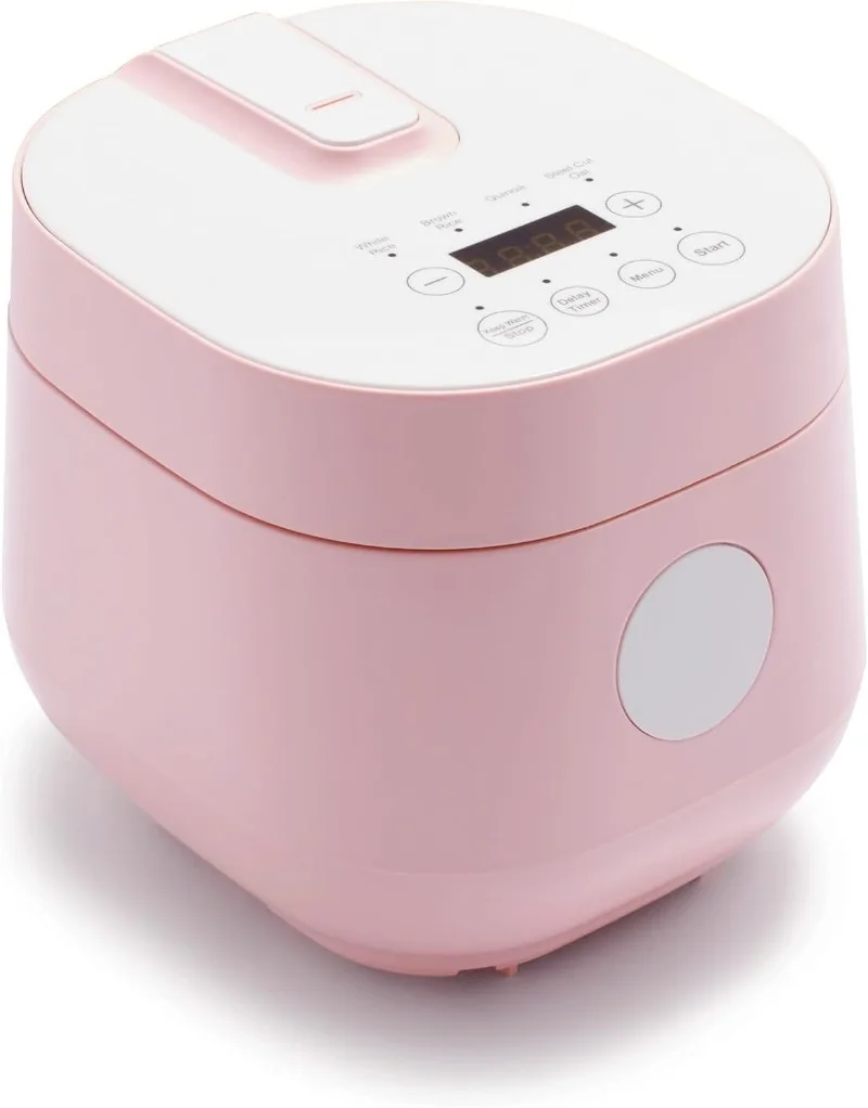 4-Cup Digital Rice Cooker, PFAS & PFOA-Free Removable Ceramic Dishwasher Safe Pot, Auto Presets, Touch-screen, Pink