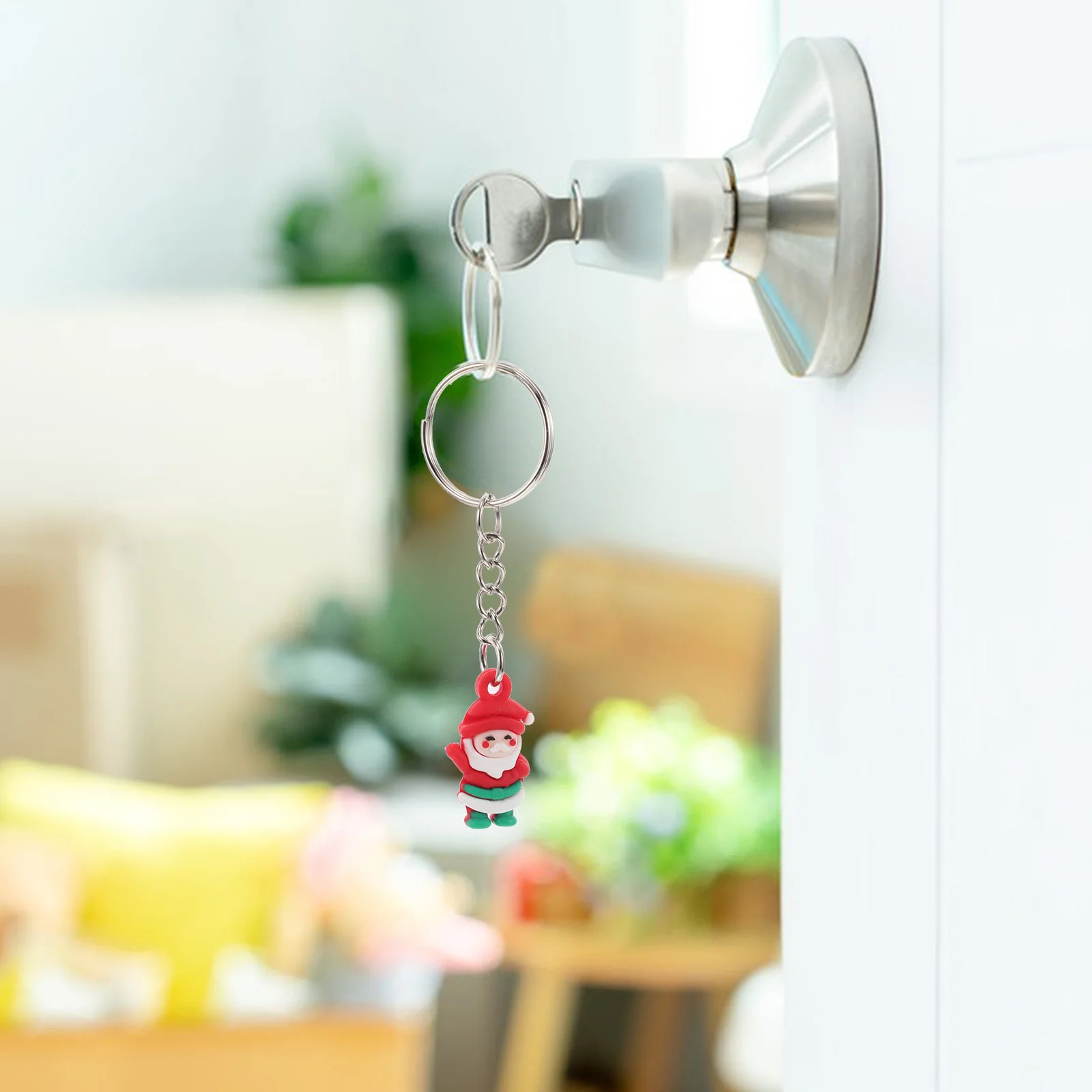 

5Pcs Mini Cartoon Santa Keychain Christmas Theme Charm Pendant Bag Decor Keyring Accessories Holiday Keychain Pendant