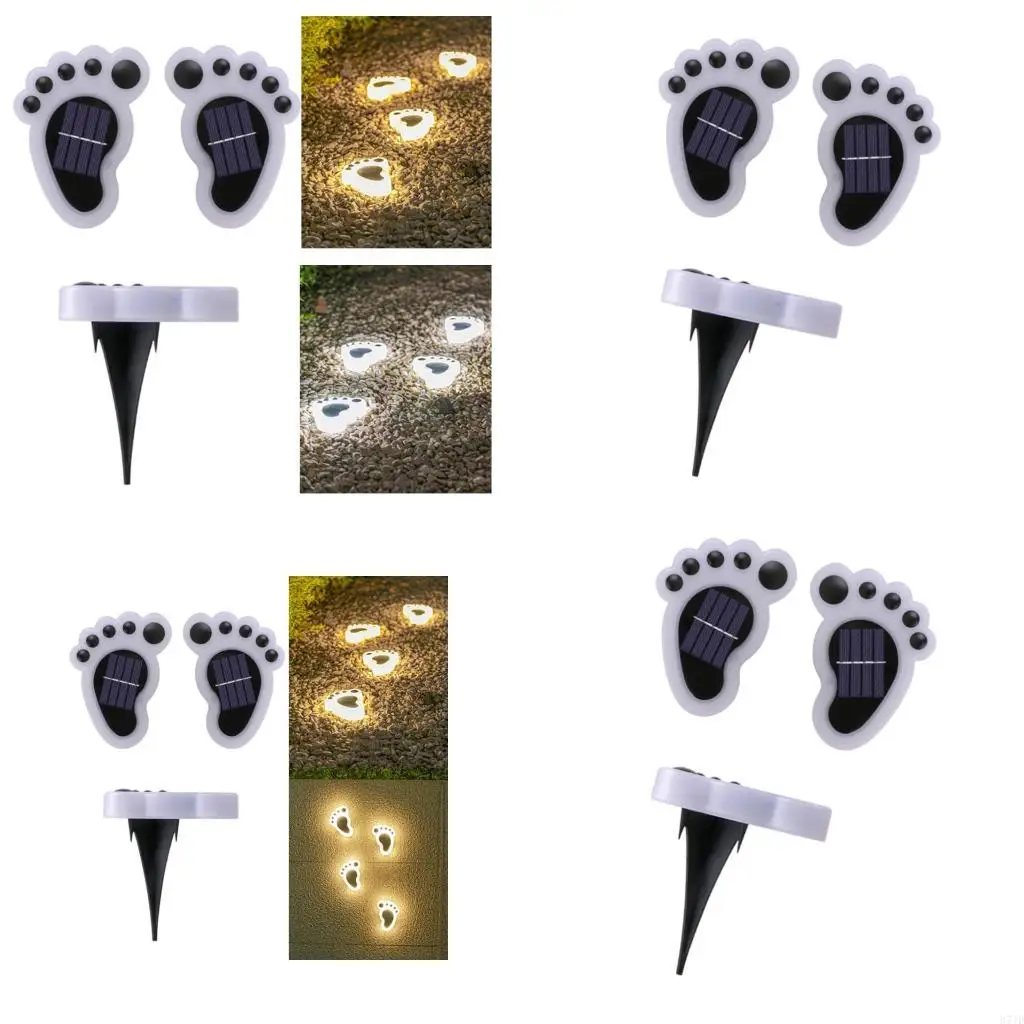 Set of 2 Landscape Light Waterproof Footprint ABS Texture Perfect for Lawn 37JD
