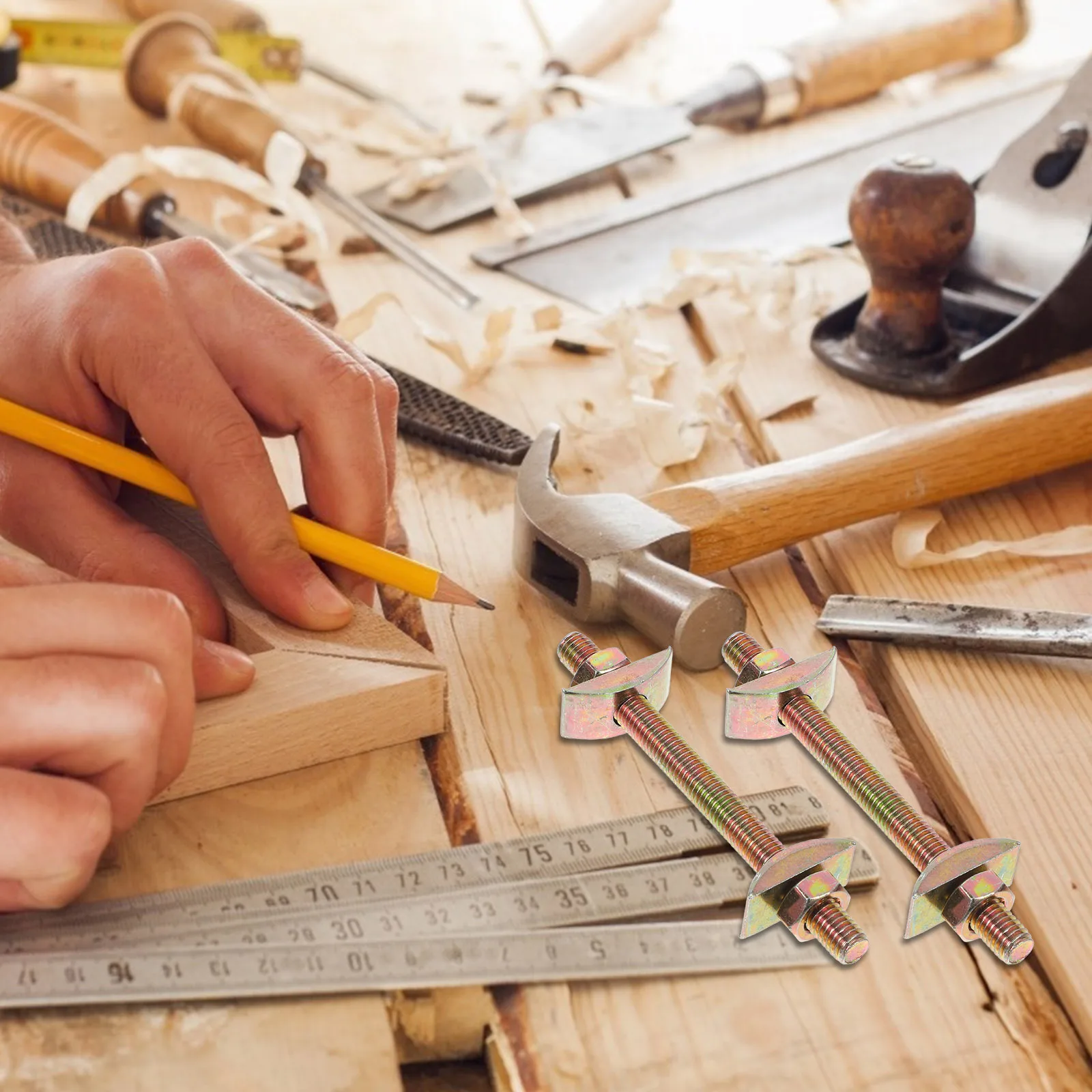 

10Pcs Countertop Joint Connectors Iron Miter Draw Bolts Furniture Fastening Bolts Table Top Joint Connector Hardware