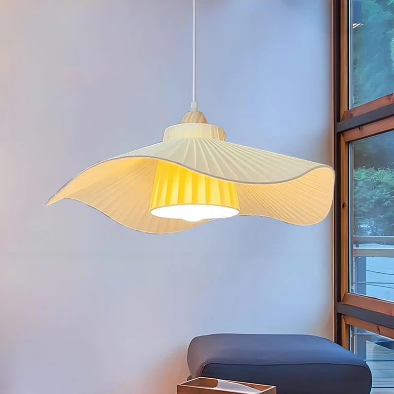 

Creative Hat Pendant Lamps Handmade White Beige Fabric Hanging Lights Unmbrella Design E27 Hotel Restaurant Chandelier Light