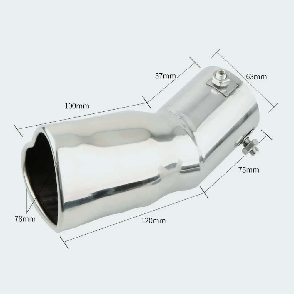 

1 Uds. Tubo doblado Universal acero inoxidable en forma corazón garganta trasera 63mm/2,5 ''silenciador tubo escape