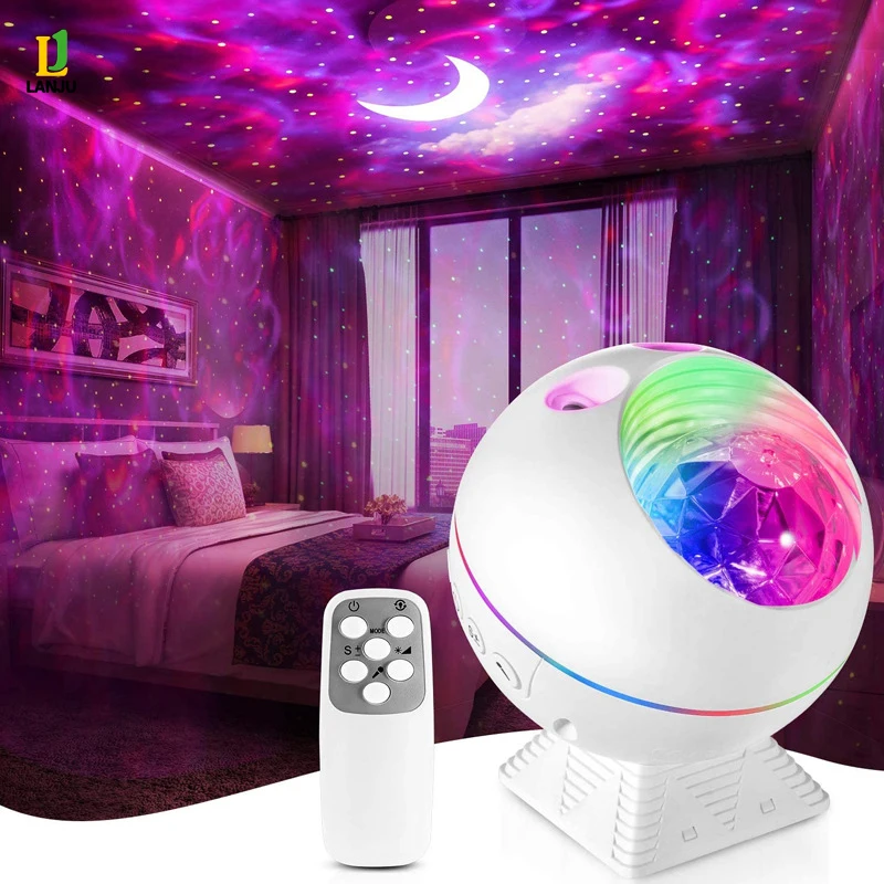 LED Galaxy Laser Projection Lamp Bluetooth music USB Nebula Aurora Night Lights Home Bedroom Room Decoration Party Table Lamps