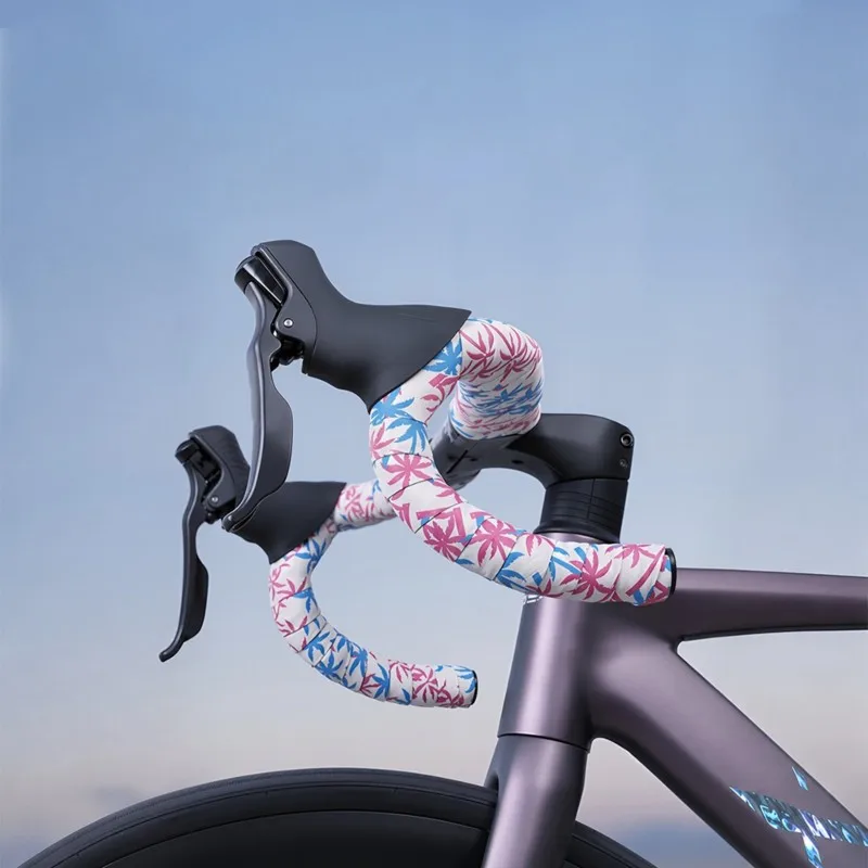 ABYM Road Bike Handlebar Tape-EVA Material, Cushioned, Sweat-Absorbent, Non-Slip Grip Featuring Coconut Tree Print Pattern