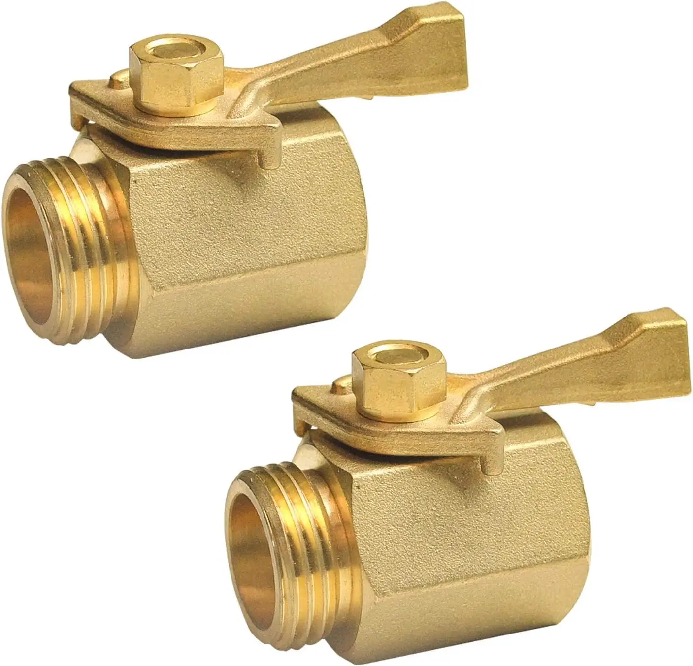Brass Hose Shut-Off Valve Pair Designed for 3/4 Inch Garden Hoses with Reinforced Thread Compatibility and Extra Sealing Washers