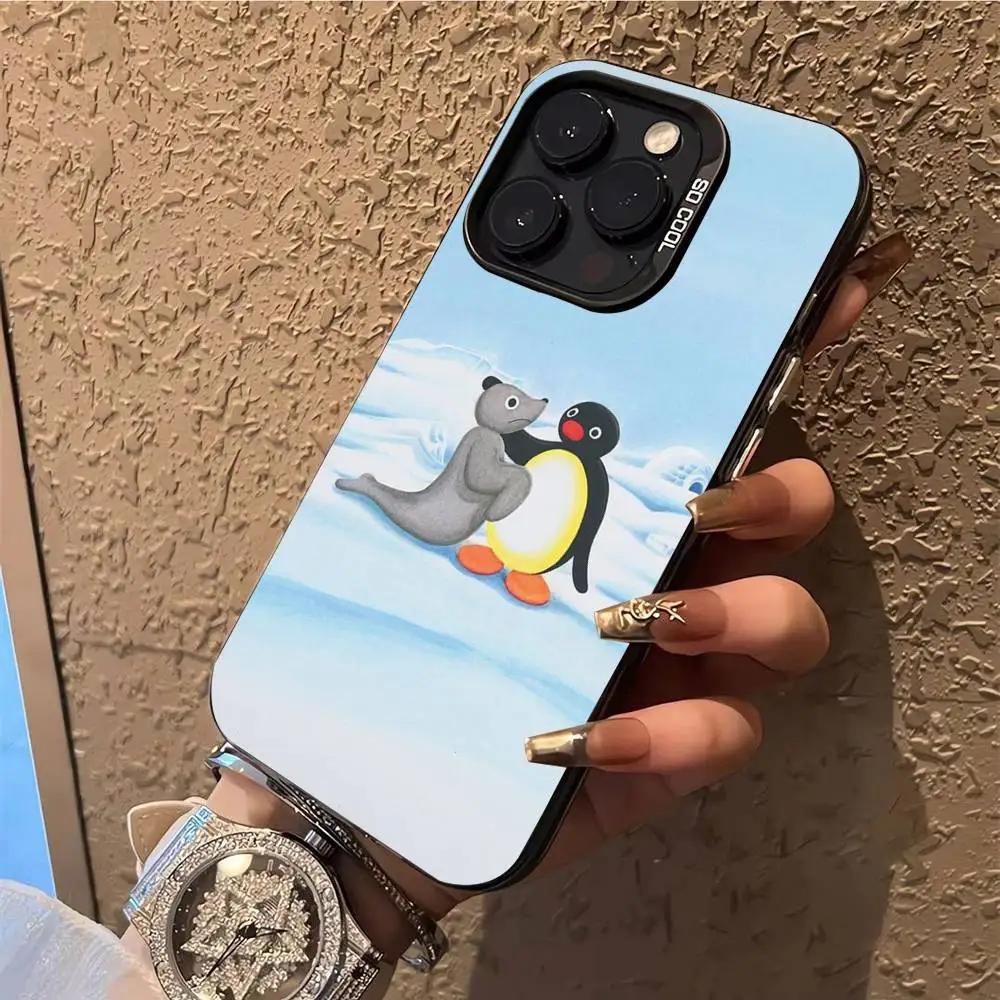 Capa de telefone Happy P-Pingu Penguin para iPhone 17,16,15,14,13,12,X,8,Pro,Max,Plus,E,SE4,Air,Mini IMD preto fosco