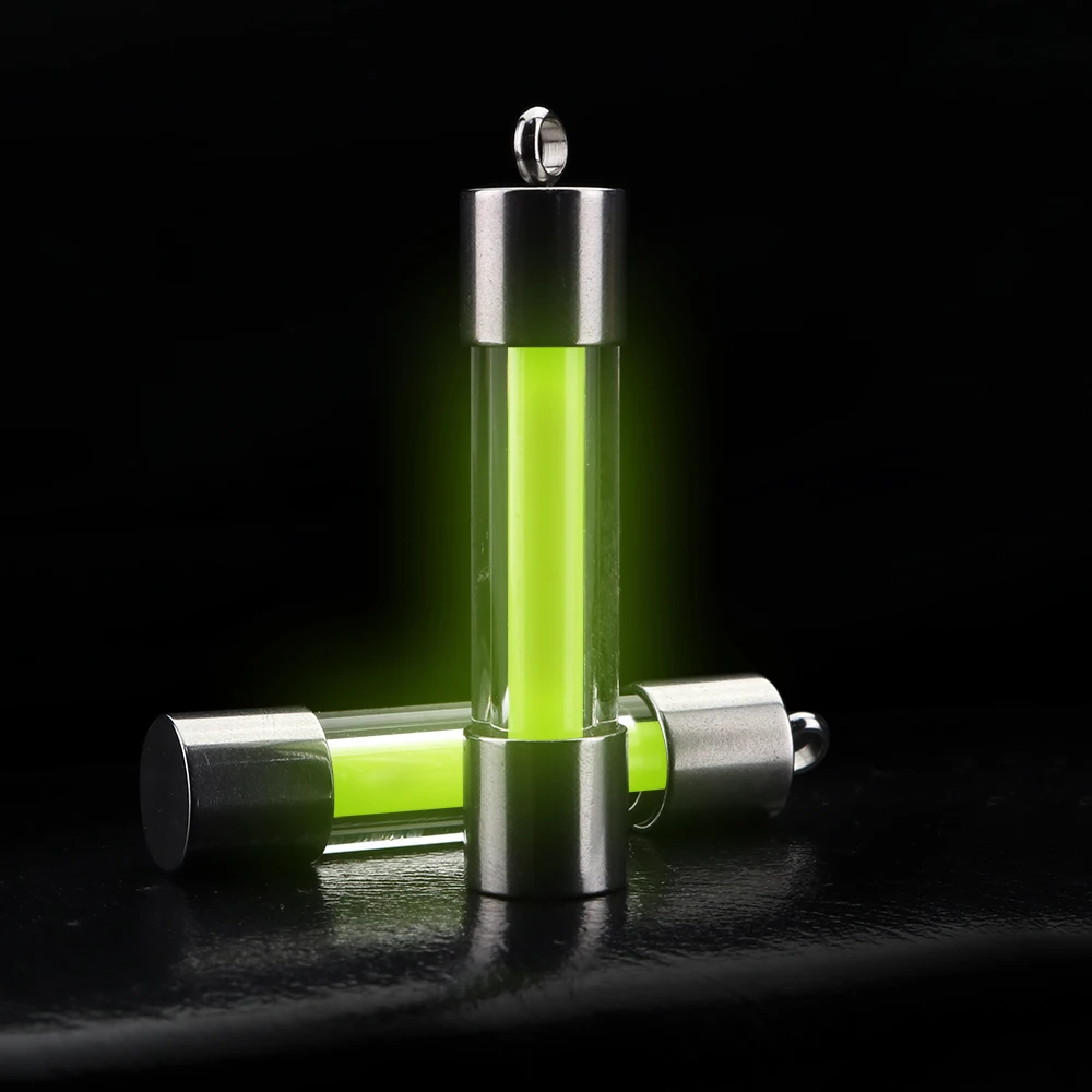 Outdoor signal light luminous tube pendant edc keychain luminous pendant stainless steel glass material luminous pendant