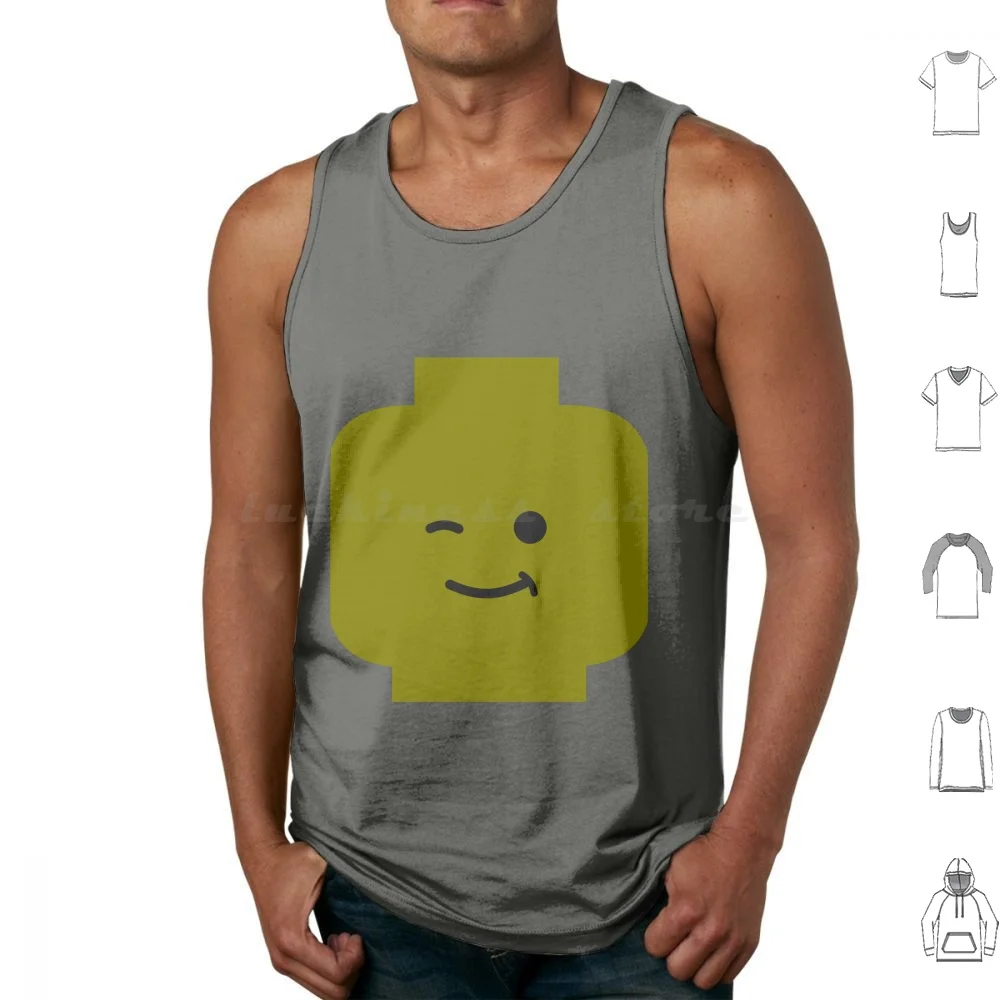 Winking Head Tank Tops Vest Sleeveless Head Brick Bricks Humour Humor Funny Comic Logo Symbol Icon Blocks Man Toy