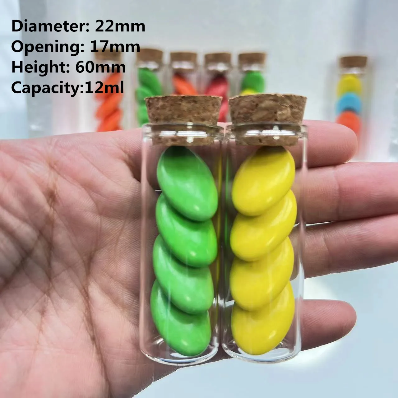 54pcs/108pcs/ Wedding Dragees Glass Jar 17*22*60mm12ml Dragees Glass Test Tube Marriage Dragees Glass Bottle Wedding Gift Crafts