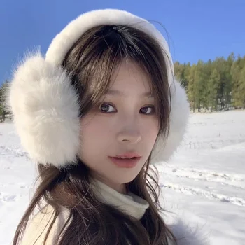 Miękkie sztuczne futro nauszniki zimowe nauszniki damskie jednokolorowe pluszowe nauszniki na zewnątrz ochrona przed zimnem nauszniki nauszniki Orejeras