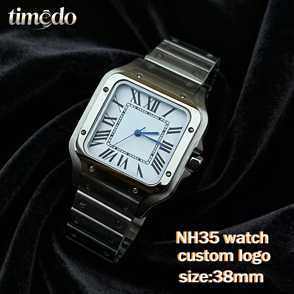 Hot selling NH35 men's watch 38mm stainless steel automatic watch customized LOGO watch suitable for NH35 movement watches