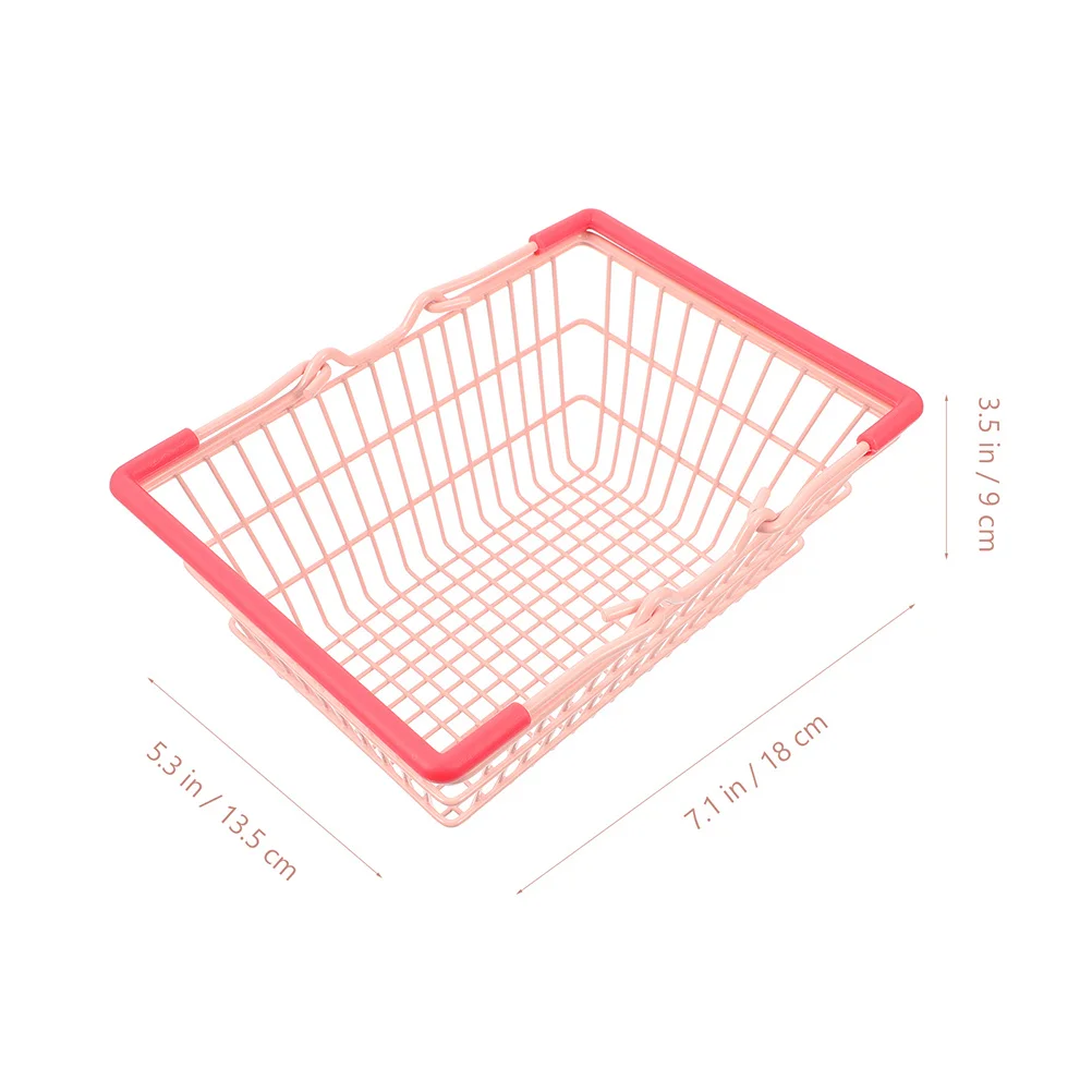 1Set Mini Shopping Basket Portable Makeup Organizer Compact Decorative Cart Small Grocery Basket Desktop Storage Photo Prop
