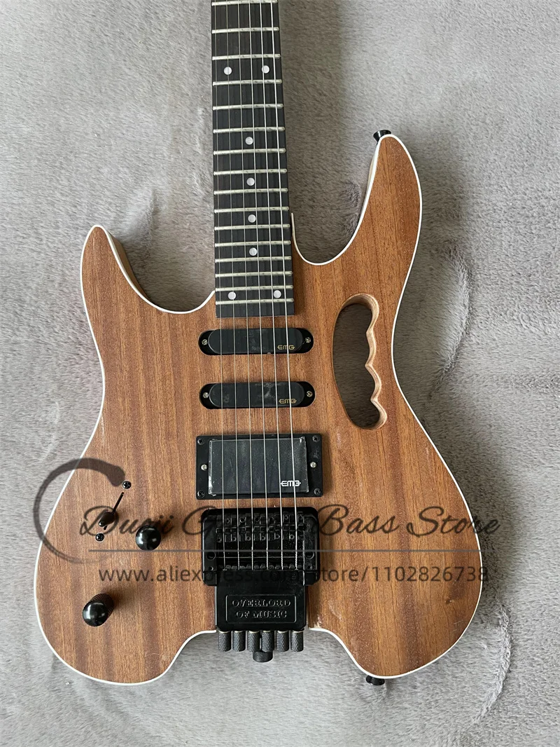 Left Hand Headless Electric Guitar Shabili Veneer Top  SSH pickup Rosewood Frets 22 Frets can be customized