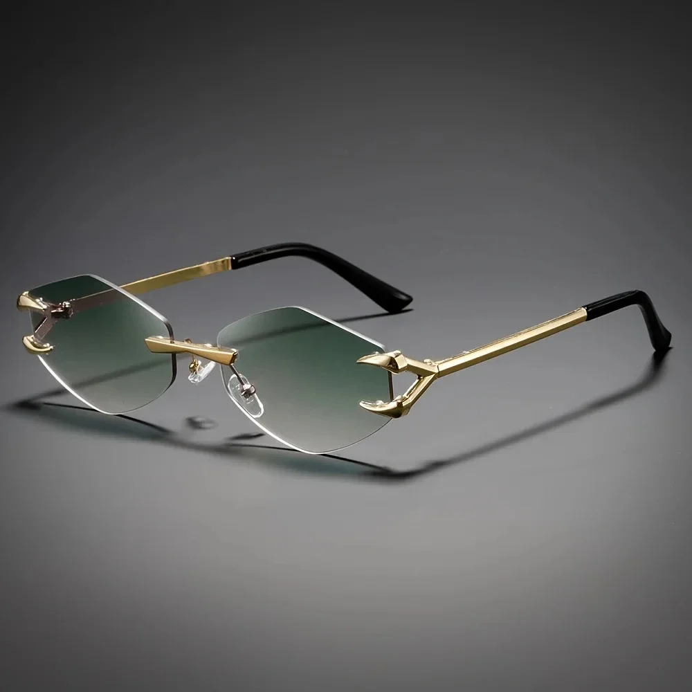 New Small Narrow Rimless Sunglasses Fashion Frameless Rectangle Tinted Lens Eyewear 90s Glasses for Women Men