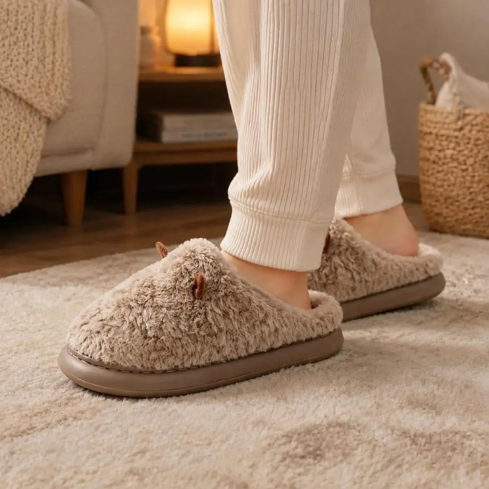 1 Pair Comfortable Non-Slip Cotton Slippers Cotton Lining Winter Warm Slippers Warm Cozy House Shoes Winter Season