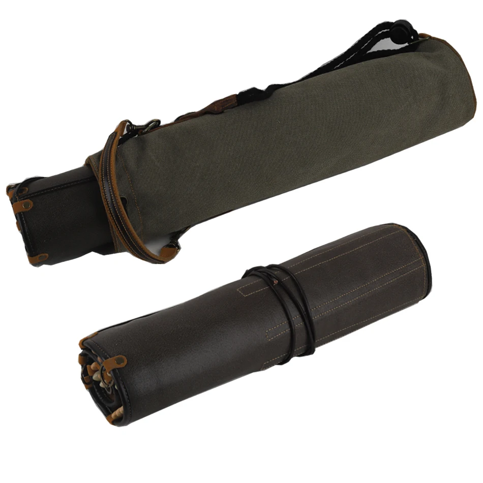 PDH Professional Large Capacity Drum Sticks Holder Bag Portable Storage Case Pouch Holder Durable Cowhide and Canvas Materials