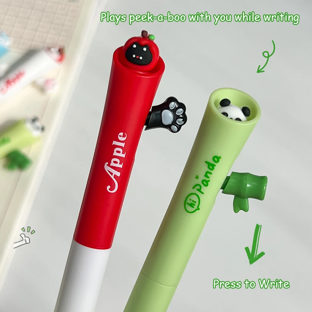 4 Pcs Fun Cute Gel Pens 0.5mm Cute Pet Series Quick-Drying Pens Cat Dog Panda Simple Style Black Pens Study & Office Use