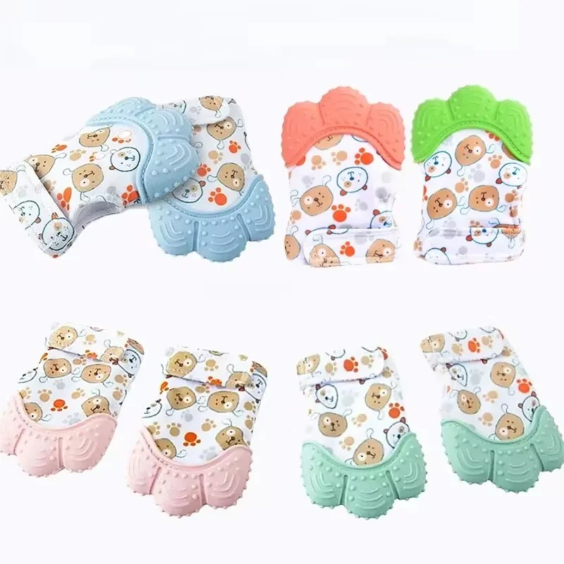 Newborn Teething Silicone Mittens Multi-Layer Breathable Chewing Mittens Baby Teething Toys Baby Soother Teether Teething Toys