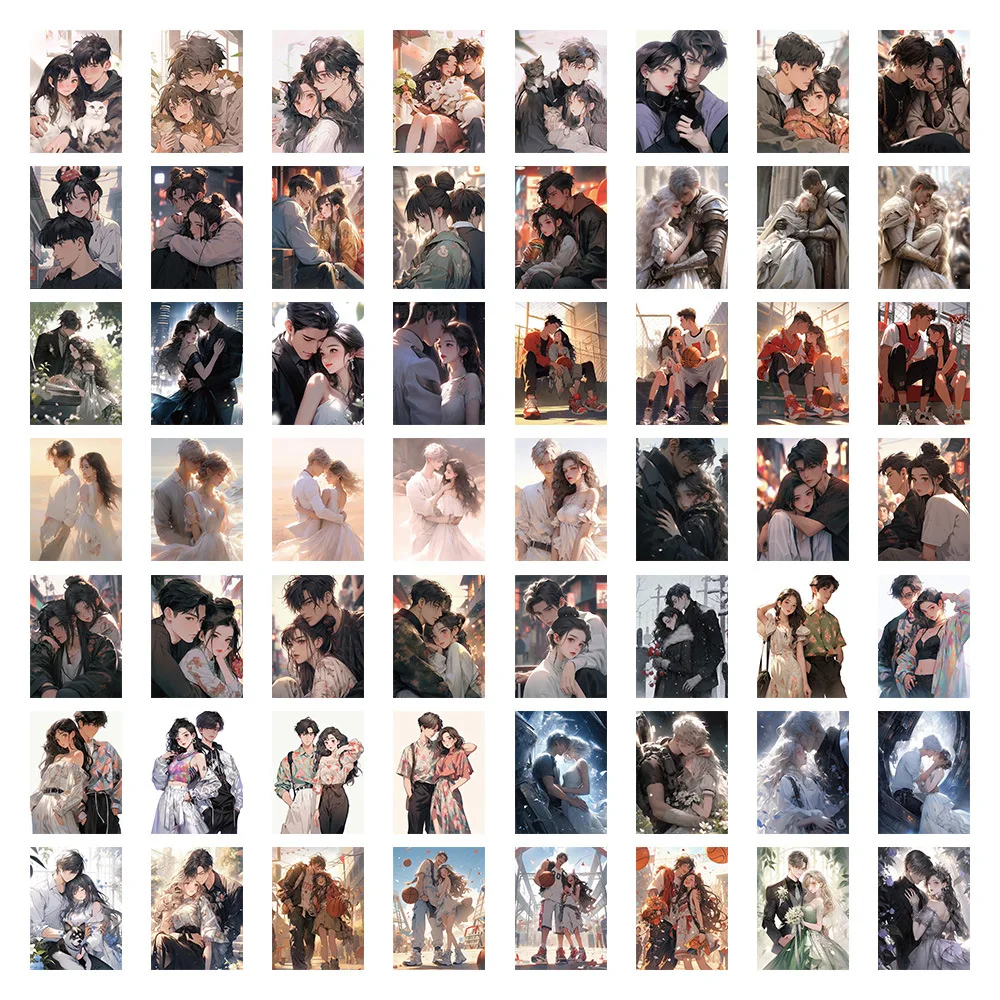 60 Pieces of Romantic Anime Couple Stickers, Versatile Basic Style, Cartoon Waterproof Stickers, Phone Case Decoration Stickers, Planner Stickers, Stickers, Waterproof Stickers, Advantages: Waterproof, Can Be Re-Pasted, No Residue, Beautifully Designed.