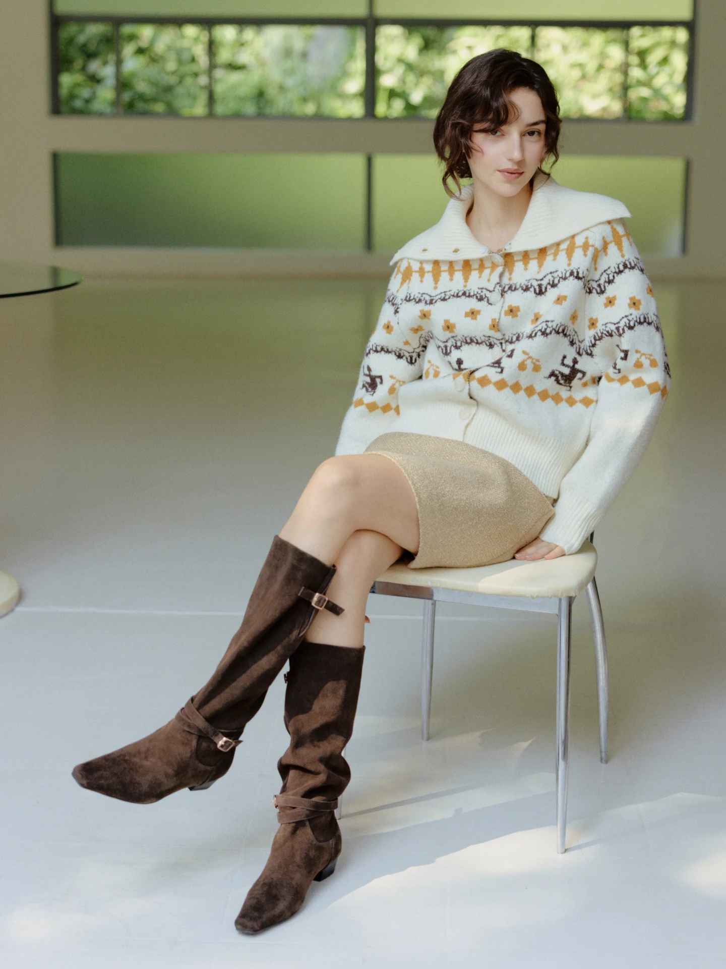 

Кардиган Te by FrigidOrg с меховым воротником, свободного кроя, с длинными рукавами, с цветочным узором Fair Isle, новинка осенне-зимней коллекции