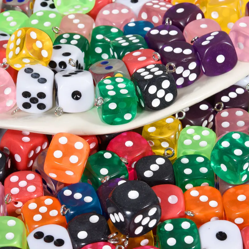 10/30/50/100pcs/Lot Resin Transparent Dice Charm Games Dice Pendant For Jewelry Making  DIY Earrings Pendants Craft Accessories