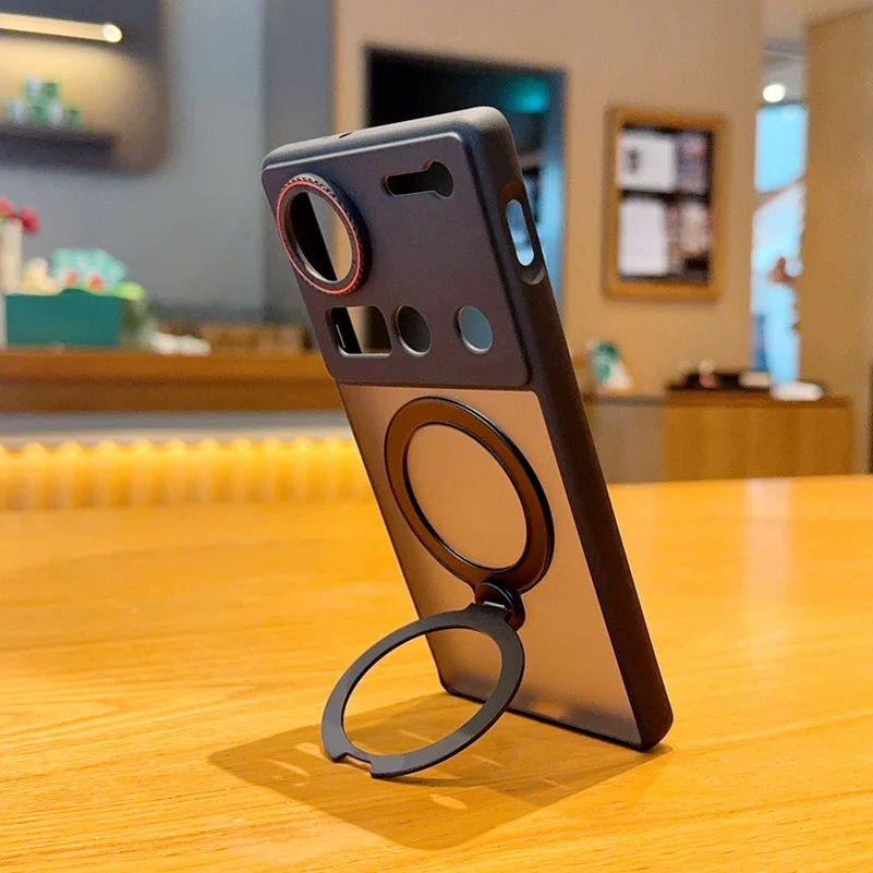 Red Circle Lens Full Coverage Metal Magnetic Holder Case For Zte Nubia Z70s Z70 Ultra Redmagic 10 Air 10 Pro + 9 9s Pro Cover view 4