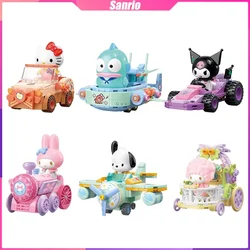 Sanrio Building Blocks Car Series Kitty Kuromi Desktop Decoration Puzzle Assembling Model Toys Birthday Gifts for Boys and Girls