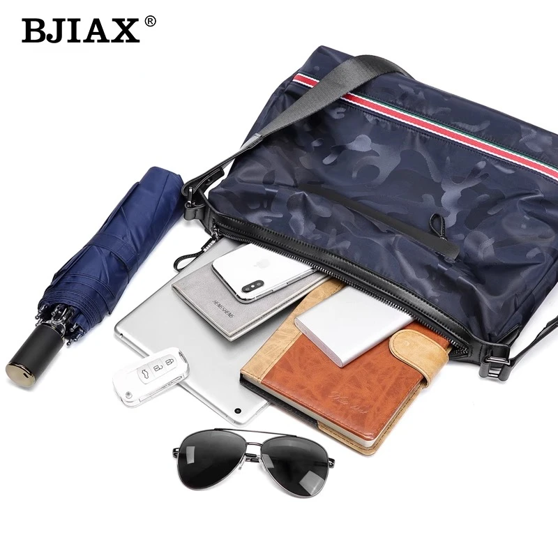 Imagem -05 - Bjiax Bolsa Tiracolo Masculina Bolsa de Ombro Casual Pano Oxford Lona de Grande Capacidade Bolsa Mensageiro Mochila de Estudante