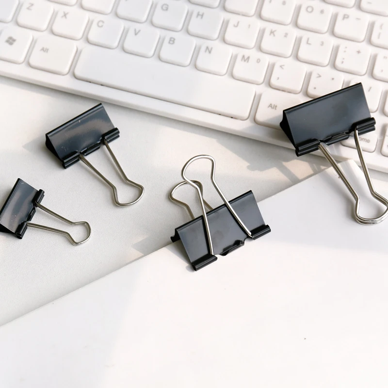 10pcs 15mm 19mm 25mm 32mm 41mm 51mm Black Long-Tail File Organizer, Swallowtail Ticket Holder, and Book Holder