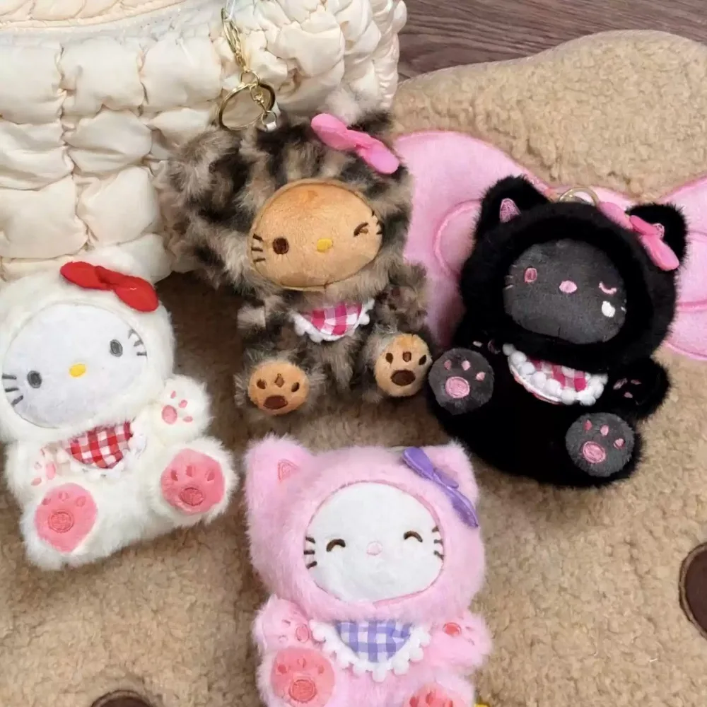 

Мультяшный плюшевый брелок-кукла Hello Kitty с леопардовым принтом, серия Sanrio, подарок для девочки на день рождения или праздник